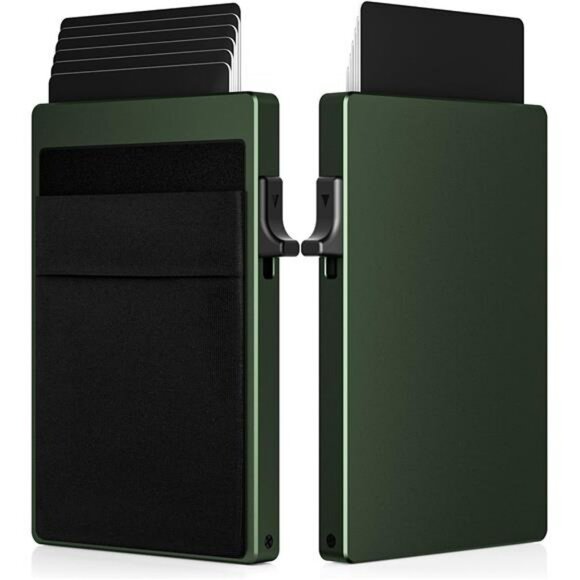 Slim wallet for men RFID blocking pop up card holder metal credit card case - Picture 1 of 7